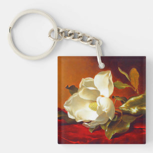 Magnolia on Red Velvet Martin Johnson Heade Key Ring