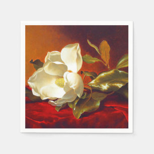 Magnolia on Red Velvet Martin Johnson Heade Napkin