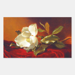 Magnolia on Red Velvet Martin Johnson Heade Rectangular Sticker
