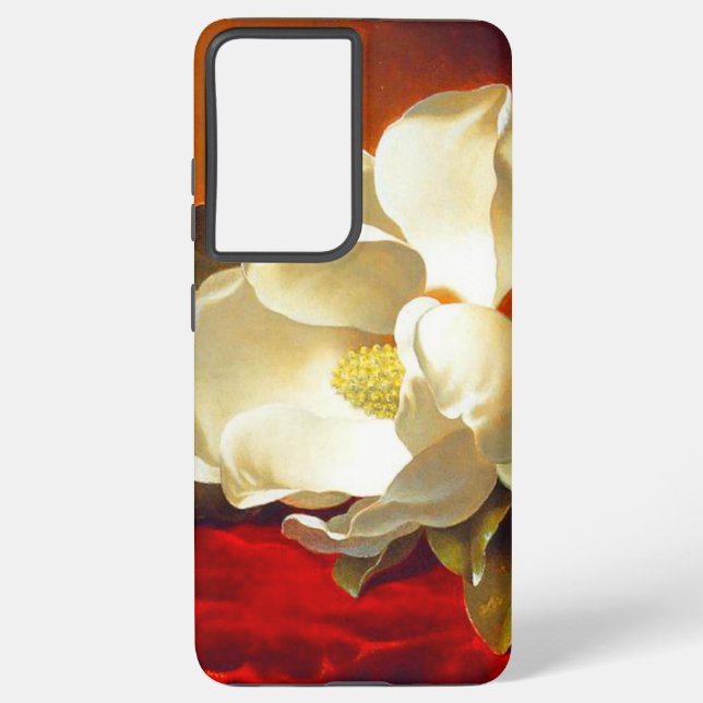 Magnolia on Red Velvet Martin Johnson Heade Samsung Galaxy S21 Ultra Case (Back)