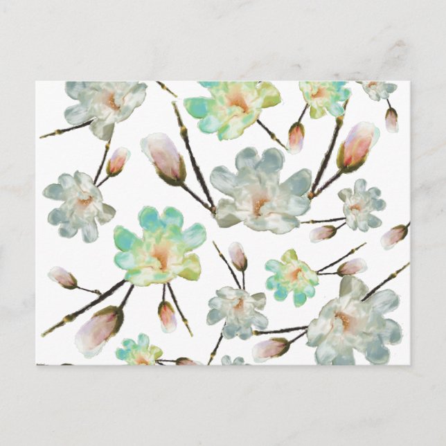 Magnolia Pattern Blank Post Card (Front)