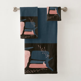 Magnolia Pink Bloom Minimal Abstract Bath Towel Set