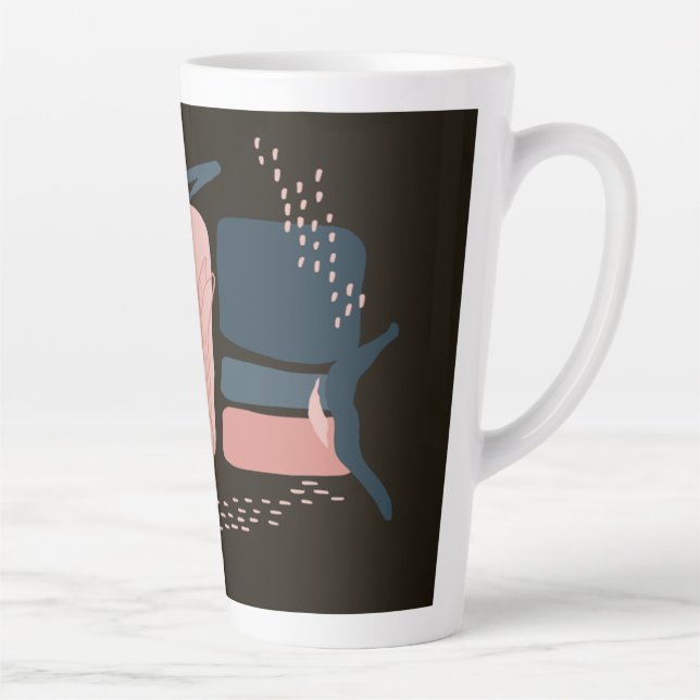 Magnolia Pink Bloom Minimal Abstract Latte Mug (Right)