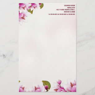 Magnolia Pink Floral Personalised Stationery
