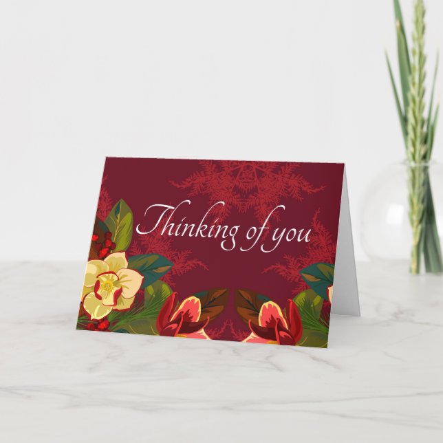 Magnolia Print Thinking of You --Customisable Holiday Card (Front)