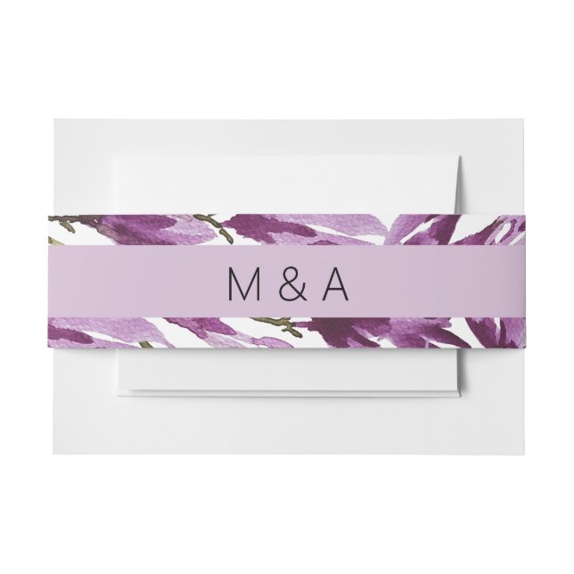 Magnolia Purple Lilac Watercolor Invitation Belly Band (Front Example)