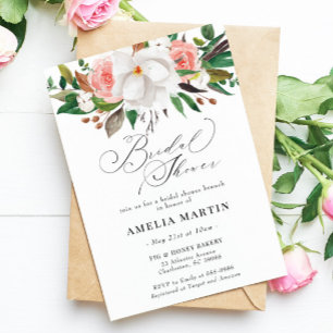 Magnolia Rose Cotton Bridal Shower Invitation
