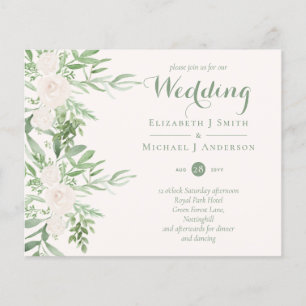 Magnolia Sage Green Floral Wedding Invites BUDGET