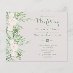 Magnolia Sage Green Floral Wedding Invites BUDGET Flyer
