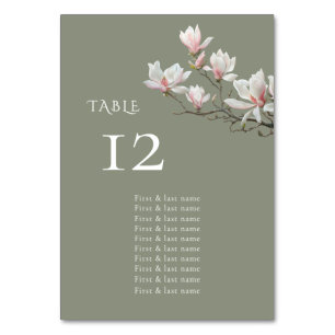Magnolia Sage Green Floral Wedding Seating Chart Table Number