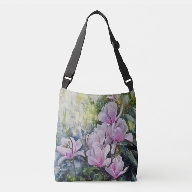 Magnolia Serenity – Floral Art by Lukian Crossbody Bag (Front)