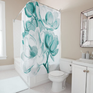 Magnolia Teal Dream Shower Curtain