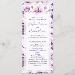 Magnolia Violet Floral Wedding Ceremony Programme