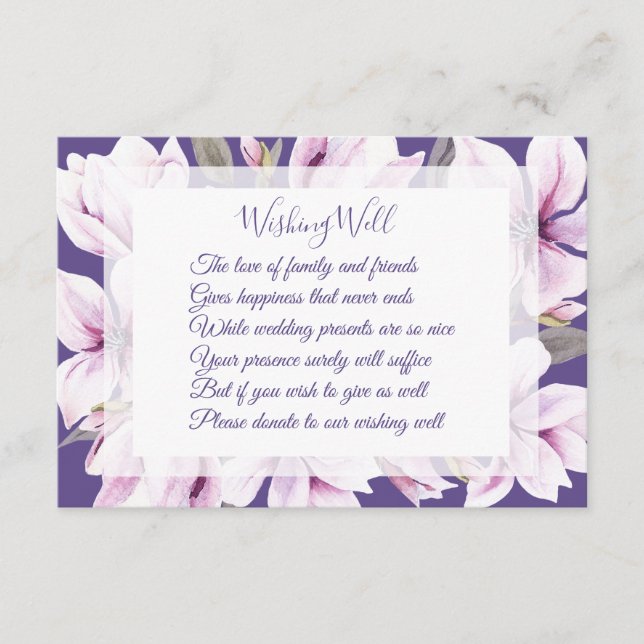 Magnolia Violet Wedding Wishing Well Cards (Front)