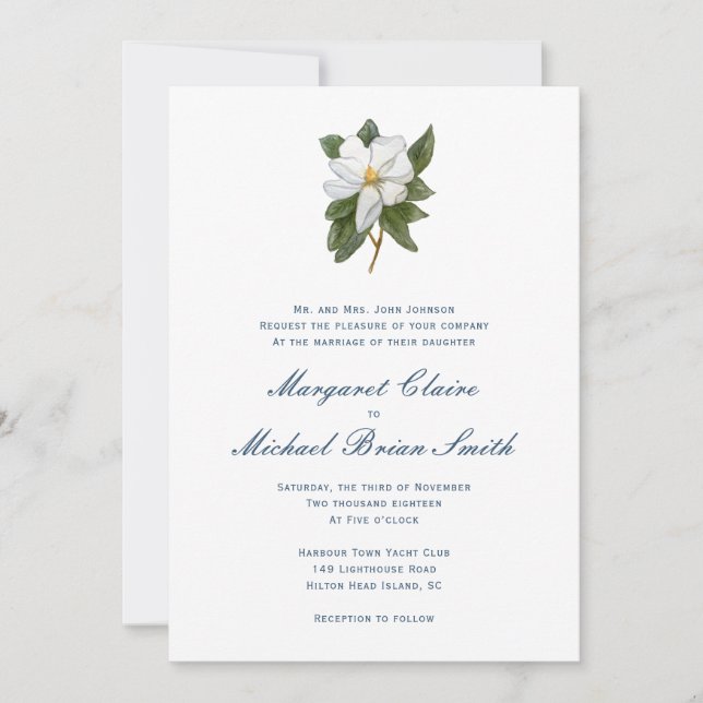 Magnolia Wedding Invitation (Front)