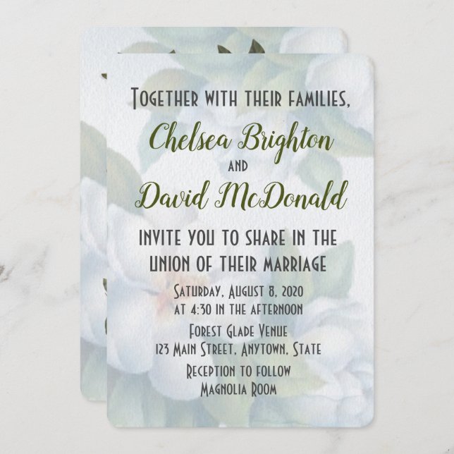 Magnolia Wedding Invitation (Front/Back)