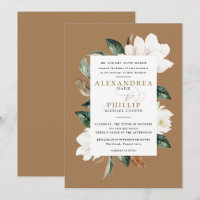 Magnolia Wedding Invitation | Gold