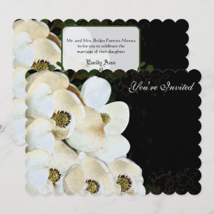 Magnolia Wedding Invitations on Ice Art Deco Frame