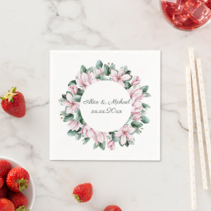 Magnolia wedding personalise   napkin