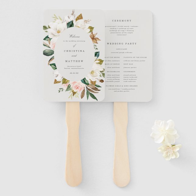 Magnolia Wedding Program Fan (Front and Back)