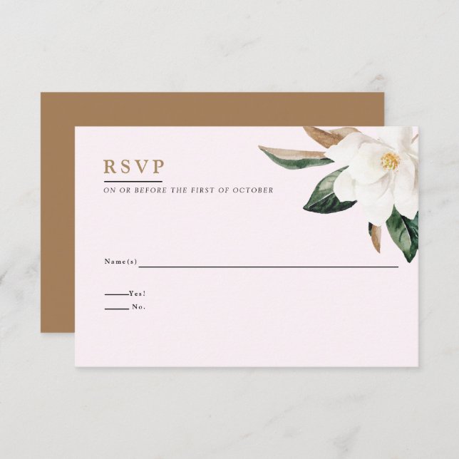 Magnolia Wedding Reply Card | Blush Pink (Front/Back)