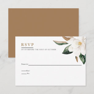 Magnolia Wedding Reply Card   White