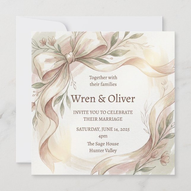 Magnolia Wreath Wedding Invitation (Front)