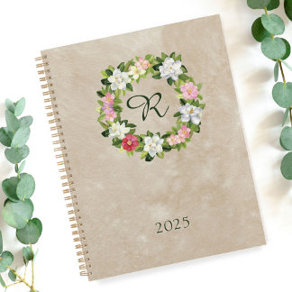 Magnolia Wreath with Roses Planner