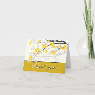 Magnolia yellow flowers wedding Thank you card