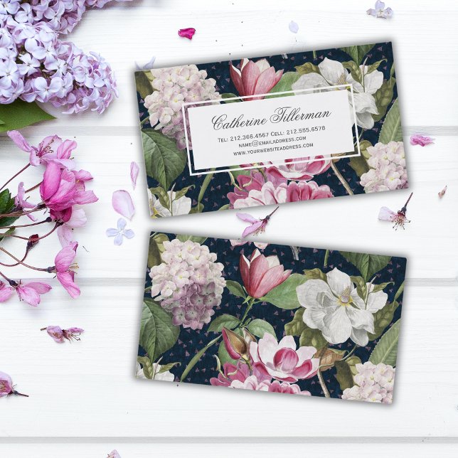 Magnolias and Hydrangeas Antique Botanical Business Card (Creator Uploaded)