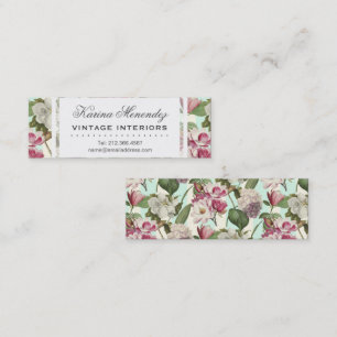 Magnolias and Hydrangeas Vintage Botanical Mini Bu Mini Business Card