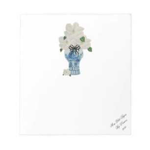Magnolias Blue and White Ginger Jar Notepad