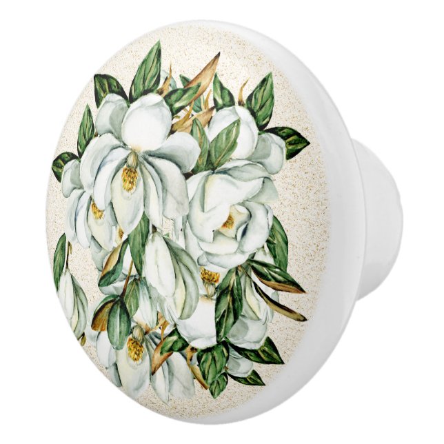 Magnolias Ceramic Drawer Knobs (Right)