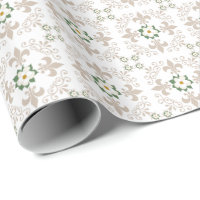 Magnolias | Fleur de Lis Pattern - Greige | White