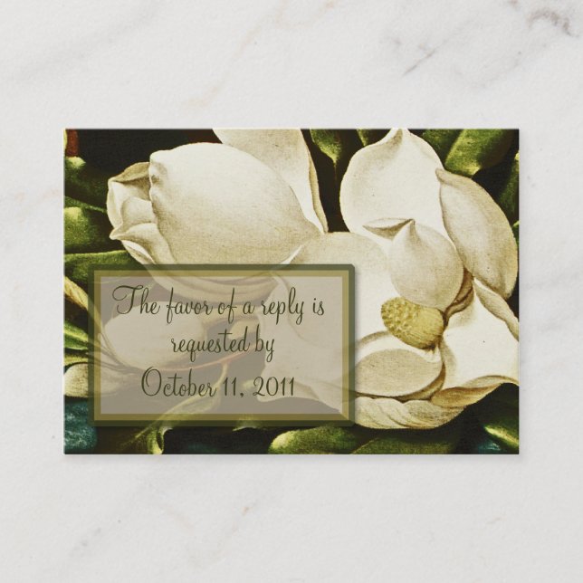 Magnolias Wedding RSVP Reply Card (Front)