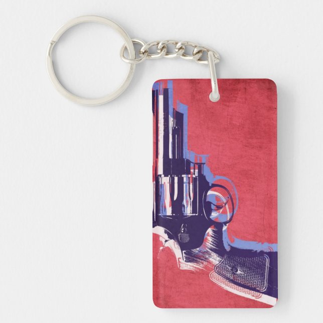 Magnum Revolver on Red Key Ring (Front)
