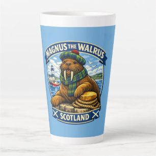 Magnus the Scottish Loving Walrus Seaside Scotland Latte Mug