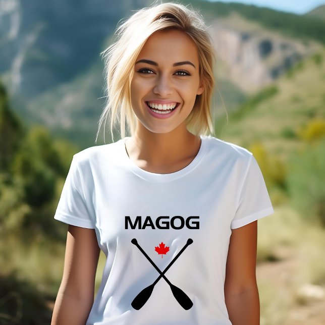 Magog Canada Crossed Paddle Oars Maple Leaf T-Shirt (Creator Uploaded)