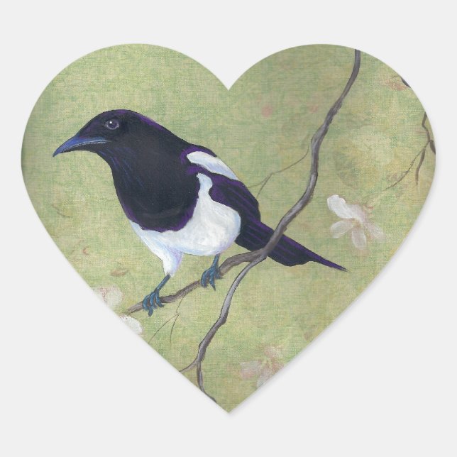Magpie and Dogwood heart stickers (Front)