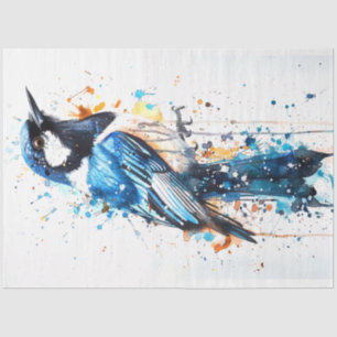 Magpie Bird Azure Whisper Decouapge Tissue Paper