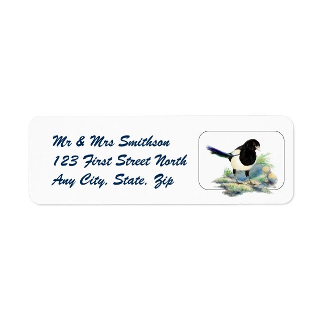 Magpie Bird Nature Wildlife Animal Address Label (Front)