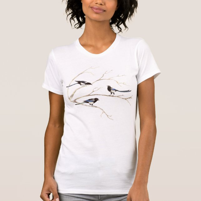 Magpie Bird, Nature, Wildlife, Ladies T Shirt (Front)