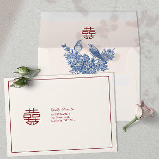 Magpie Double Xi Chinese Wedding Invitation Envelope