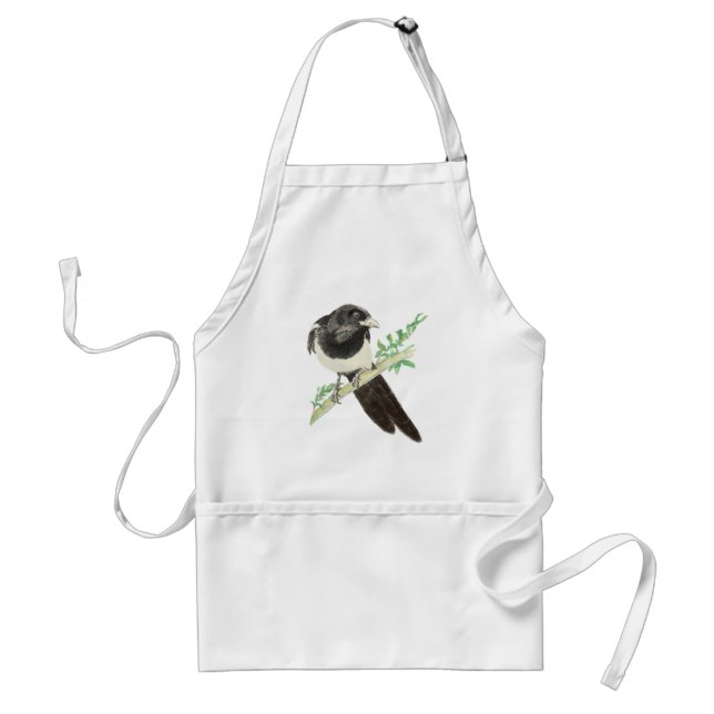 Magpie, Watercolor Bird Collection, Nature Standard Apron (Front)