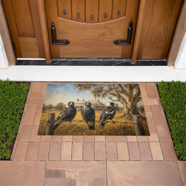 Magpies in the outback doormat (Outdoor)