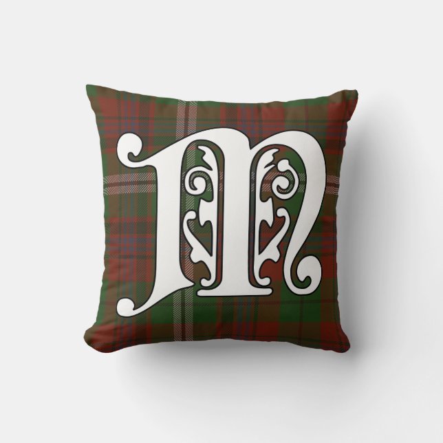 Maguire Clan Tartan Monogram Cushion (Front)