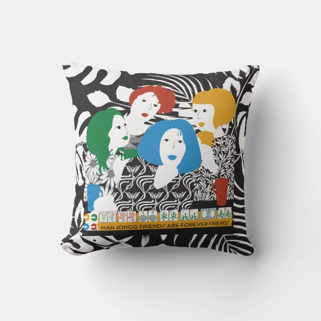 Mah Jong Friends Pillow (Front)