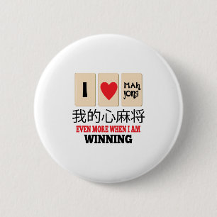 Mah Jong & WInning 6 Cm Round Badge