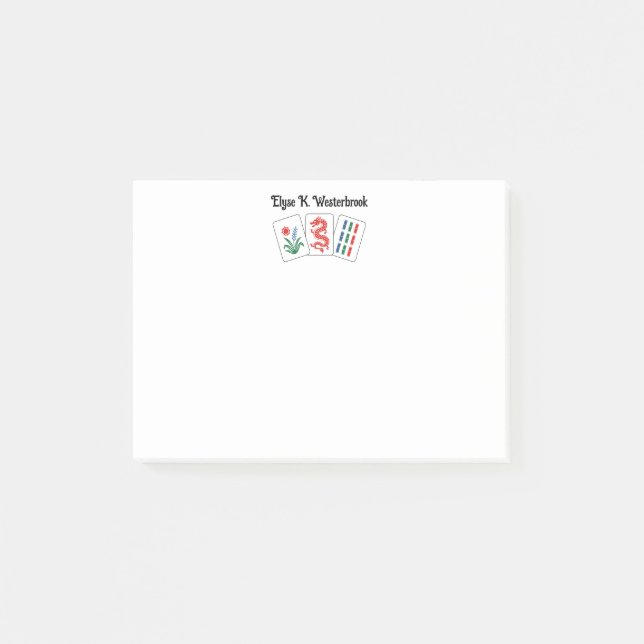 Mah jongg 3 Tiles with Name  Post-it Notes (Front)