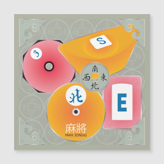 Mah Jongg Bettors Flat Magnet (Front)